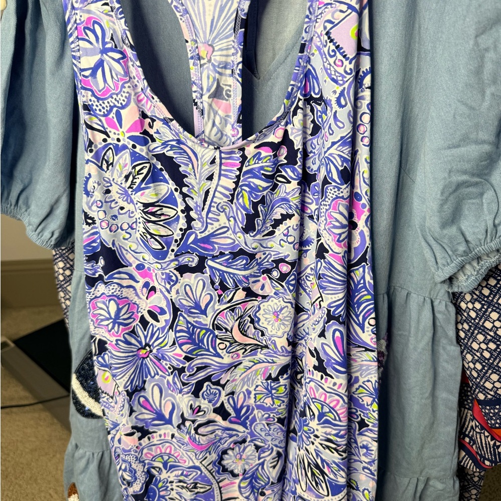 Lilly Pulitzer Blue and Pink Paisley Tank Top